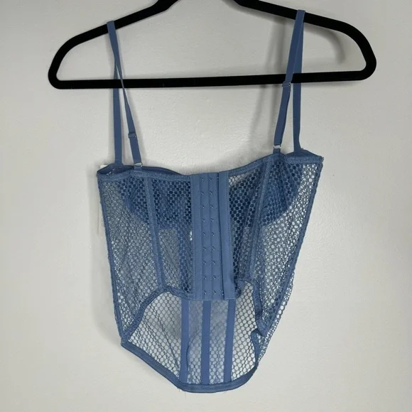 Urban Outfitters out from under blue overdrive fishnet corset NWT medium - Picture 5 of 6